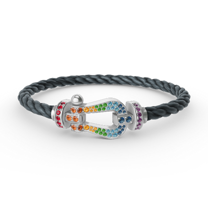[Mystic]FORC ラージホースシュー カラードダイアモンド ブレスレット シルバー