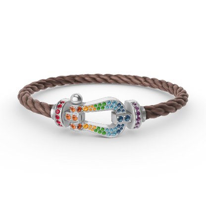 [Mystic]FORC ラージホースシュー カラードダイアモンド ブレスレット シルバー