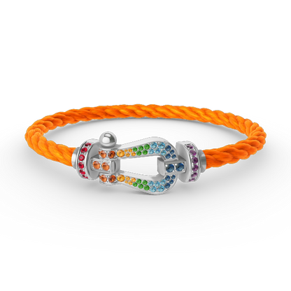[Mystic]FORC ラージホースシュー カラードダイアモンド ブレスレット シルバー