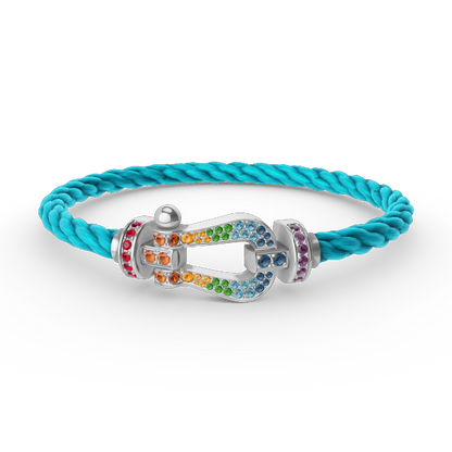 [Mystic]FORC ラージホースシュー カラードダイアモンド ブレスレット シルバー