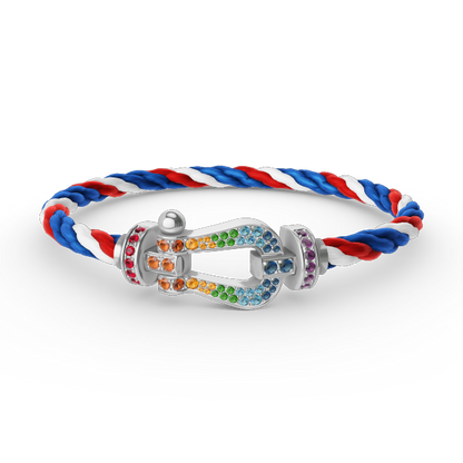 [Mystic]FORC ラージホースシュー カラードダイアモンド ブレスレット シルバー
