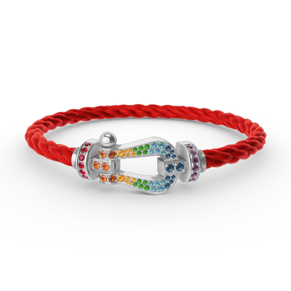 [Mystic]FORC ラージホースシュー カラードダイアモンド ブレスレット シルバー