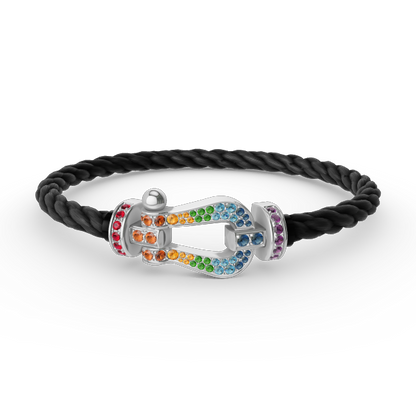 [Mystic]FORC ラージホースシュー カラードダイアモンド ブレスレット シルバー