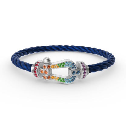 [Mystic]FORC ラージホースシュー カラードダイアモンド ブレスレット シルバー