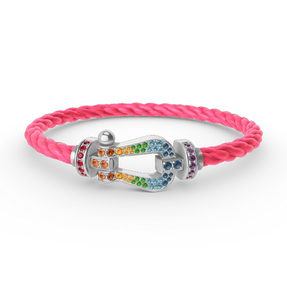 [Mystic]FORC ラージホースシュー カラードダイアモンド ブレスレット シルバー