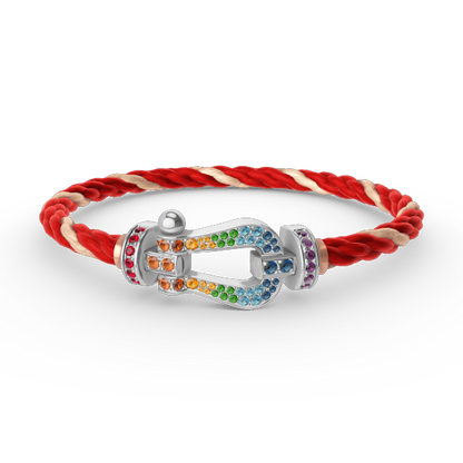 [Mystic]FORC ラージホースシュー カラードダイアモンド ブレスレット シルバー