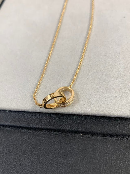 [ミスティック]LOVE NECKLACE DOUBLE RING 二重円ダイヤモンドベルト ゴールド