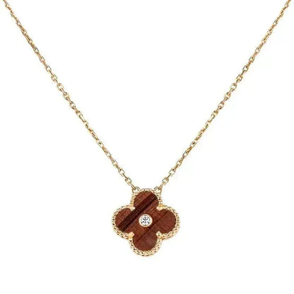 [Mystic]CLOVER 15MM DIAMOND AND YELLOW TIGER'S EYE AGATE necklace