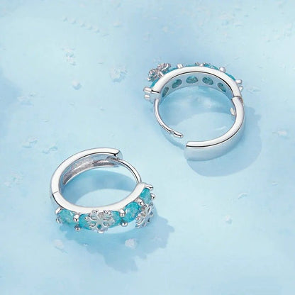 ハギーピアス アイスフラワー ジルコニア プラチナメッキ フープピアス