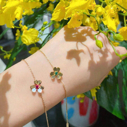 [Mystic] FRIVOLE GOLD FLOWER PINK MALACHITE BRACELET