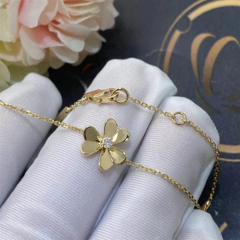 [Mystic] FRIVOLE GOLD FLOWER PINK MALACHITE BRACELET