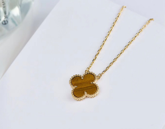 [Mystic]CLOVER 15MM タイガーアイ 一粒フラワーネックレス